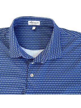 Peter Millar Polo Shirt Men's XL Summer Comfort All Over Print Cocktail Drinks